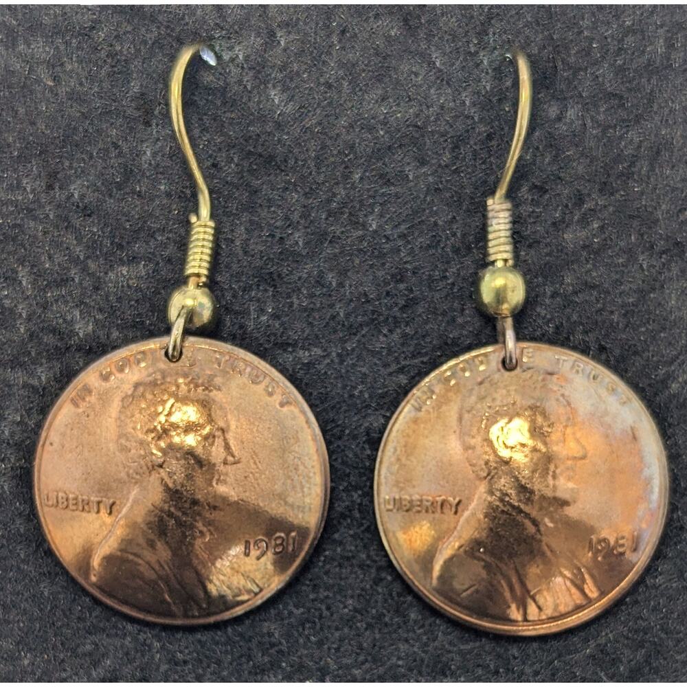 Domed Copper Penny Earrings